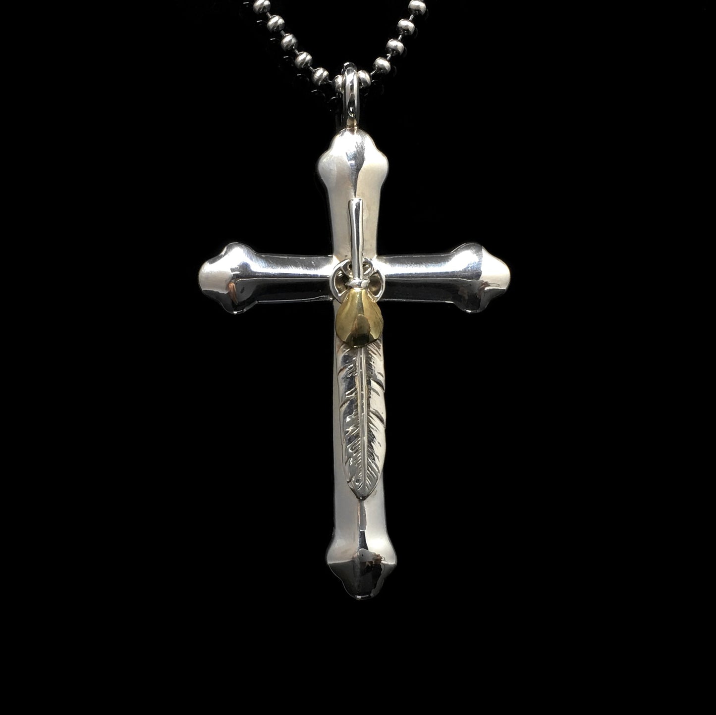 Japan Takahashi Goro Feather Cross 925 Silver Pendant