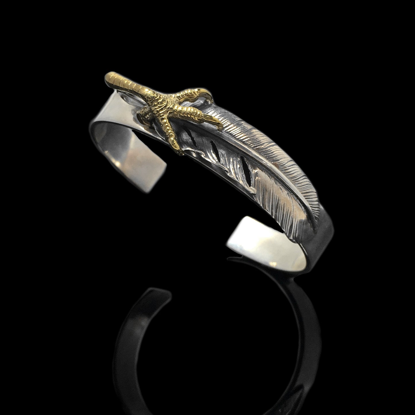 Takahashi Goro Feather Retro Sterling Silver Bangle