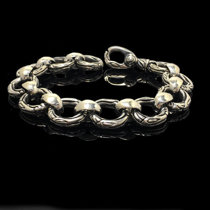 Vintage Sterling Silver Round Chain Link Bracelet