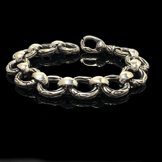 Vintage Sterling Silver Round Chain Link Bracelet
