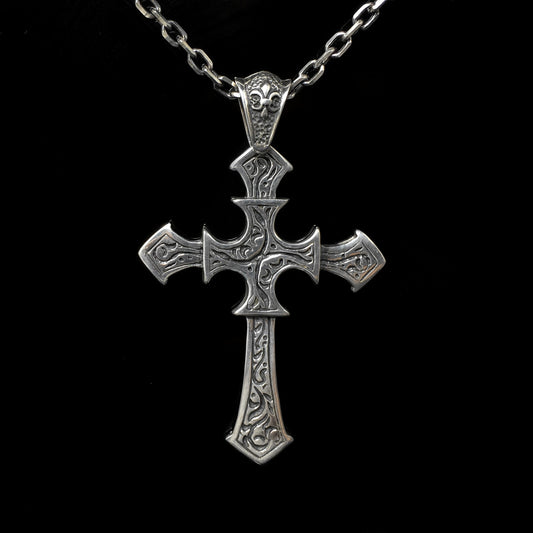 Antique Pattern Cross 925 Silver Pendant