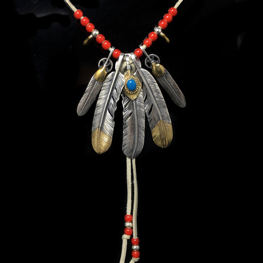 Necklace with Turquoise and Silver Feather Setup