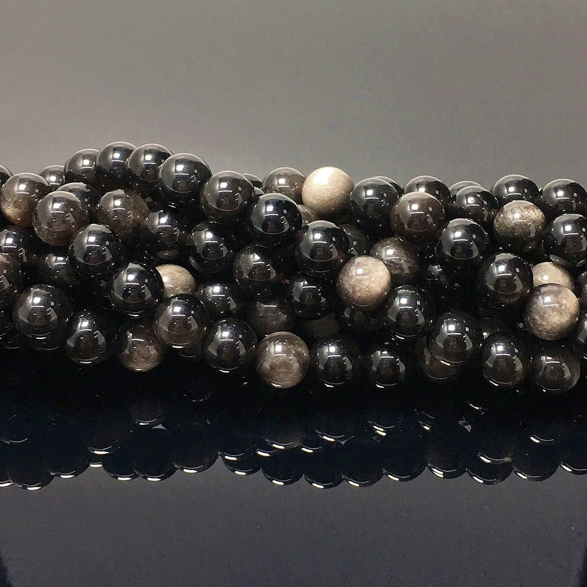 Higher Quality Silver Obsidian Round Beads