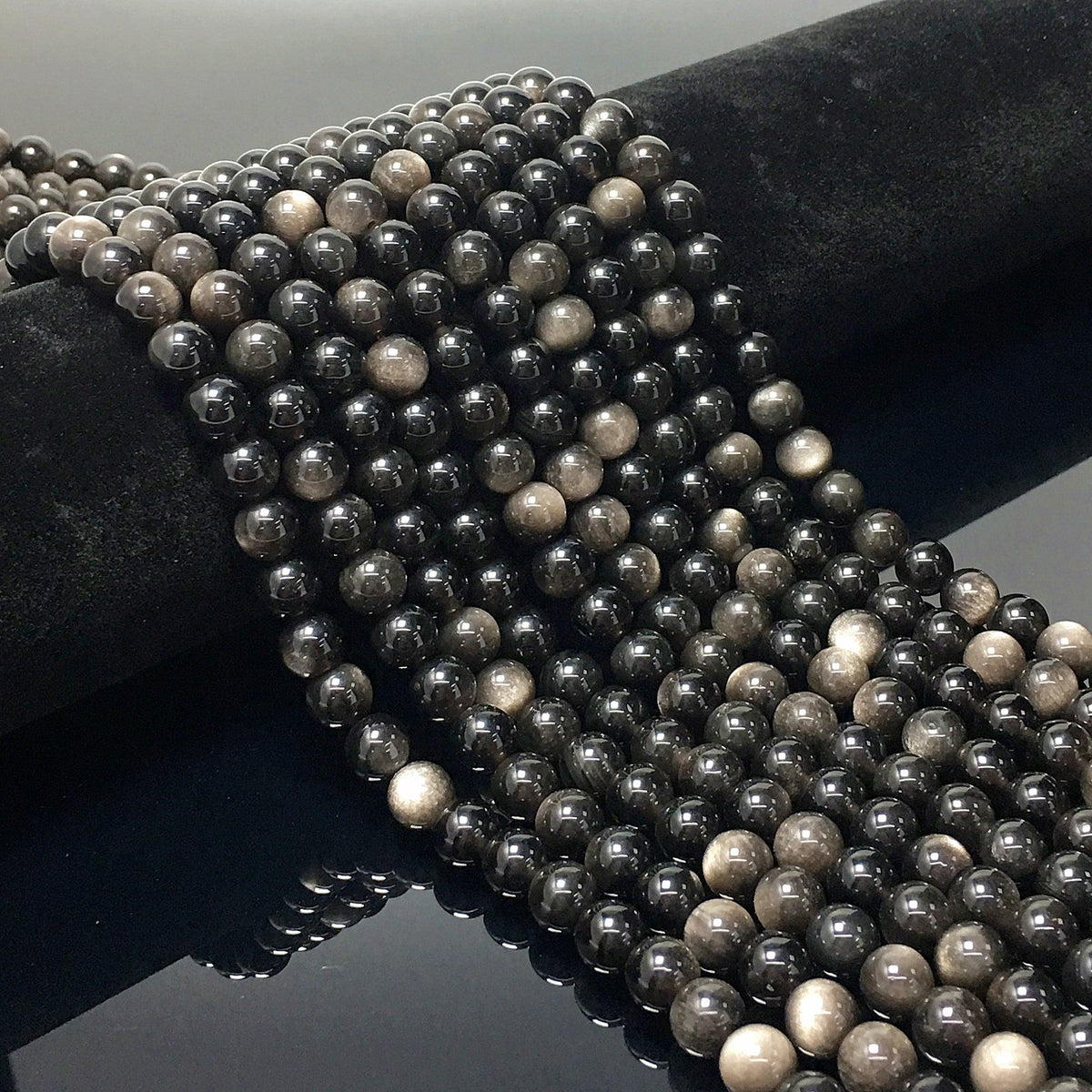 Higher Quality Silver Obsidian Round Beads