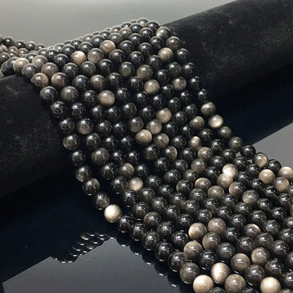 Higher Quality Silver Obsidian Round Beads