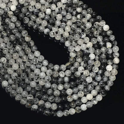 Higher Quality Black Tourmalited Quartz Round Beads