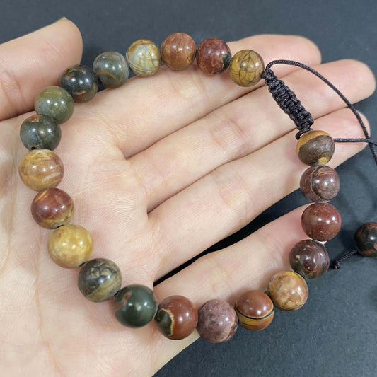 Picasso Jasper for Better Wealth & Career Braided Rope Crystal Bracelet