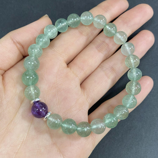 Green Strawberry Quartz to Improve Body and Health Crystal  Bracelet