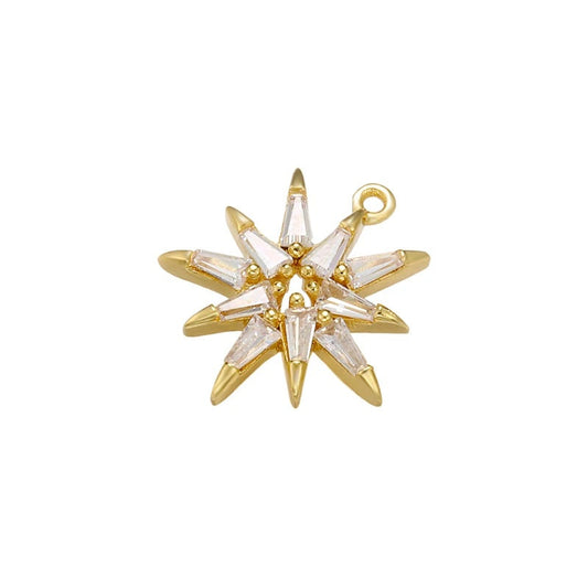 1PCS Brass Crystal Multi-Angle Star Charm Pendant