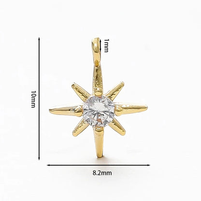 10pcs/lot 18K Gold Colors Rhinestone Hexagram Stars Brass Pendants
