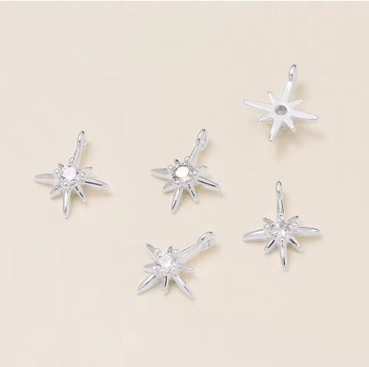 10pcs/lot 18K Gold Colors Rhinestone Hexagram Stars Brass Pendants