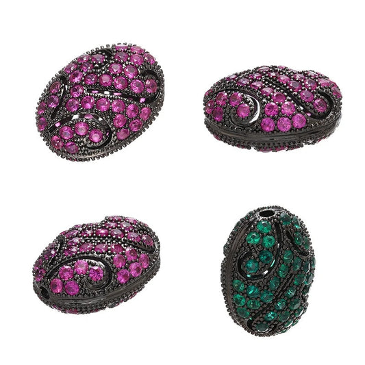 1PCS Brass Cubic Zirconia Colorful Flat Beads