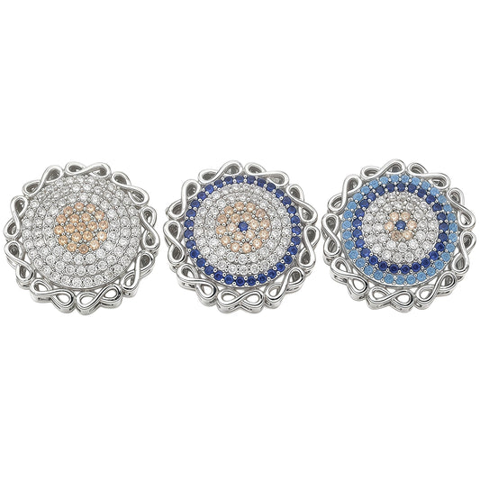 1PCS Brass Cubic Zirconia Round Flowers Charms Connectors DIY Jewelry Findings