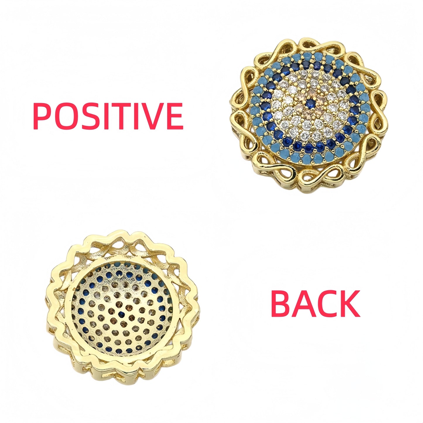 1PCS Brass Cubic Zirconia Round Flowers Charms Connectors DIY Jewelry Findings