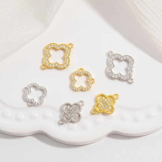 1PCS Hollowed-Out lucky Four-Leaf Clover Connector Clover Charm