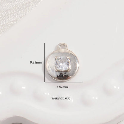 1PCS Sterling Silver Round Micro-Inlaid Zircon Pendant Button Charm