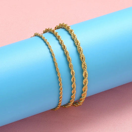 1PCS Stainless Steel Bracelets Boho Gold-color Thick/Thin Fashion Punk Twist Bracelet