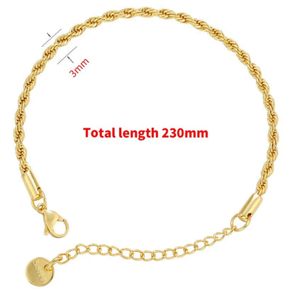 1PCS Stainless Steel Bracelets Boho Gold-color Thick/Thin Fashion Punk Twist Bracelet