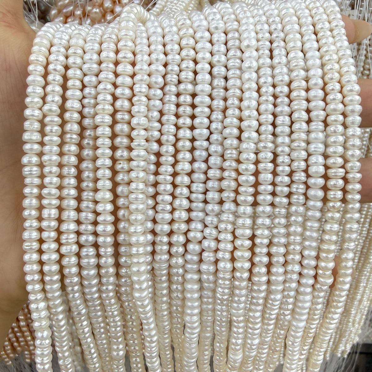 3x5mm Flat Oval Freshwater Pearl Beads