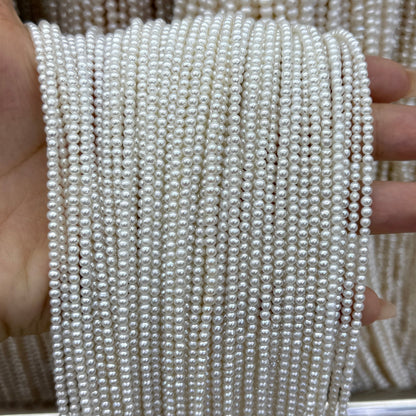 Natural Freshwater Pearl Beads 2.8-3.2mm Round White Loose Beads