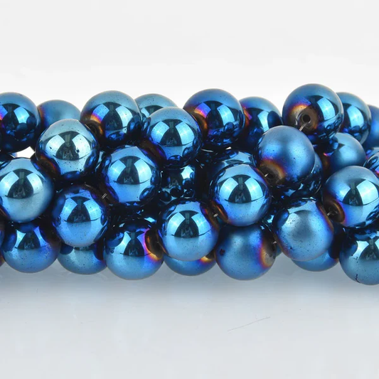 Round Blue Color Non-Magnetic Hematite Bead