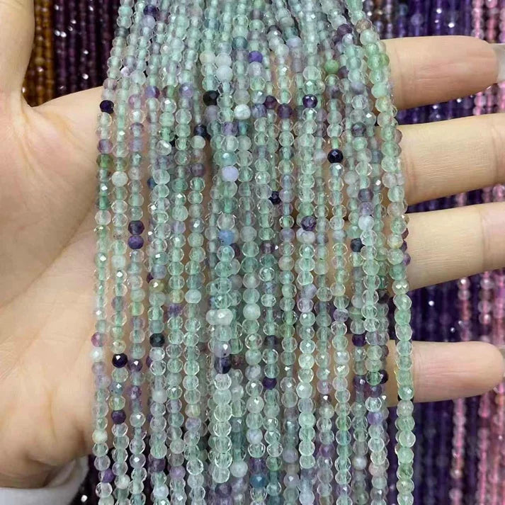 2mm 3mm 4mm Faceted Round Flourite Beads