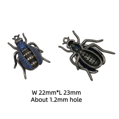 1PCS Brass Cubic Zirconia Beetle Charms Pendants