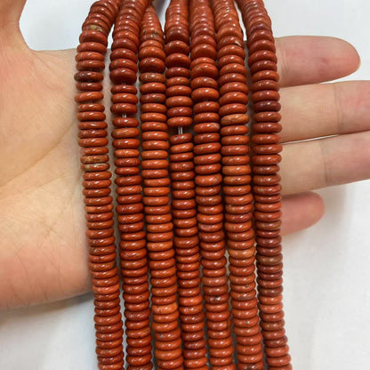 Rondelle Shape Red Creek Jasper Beads