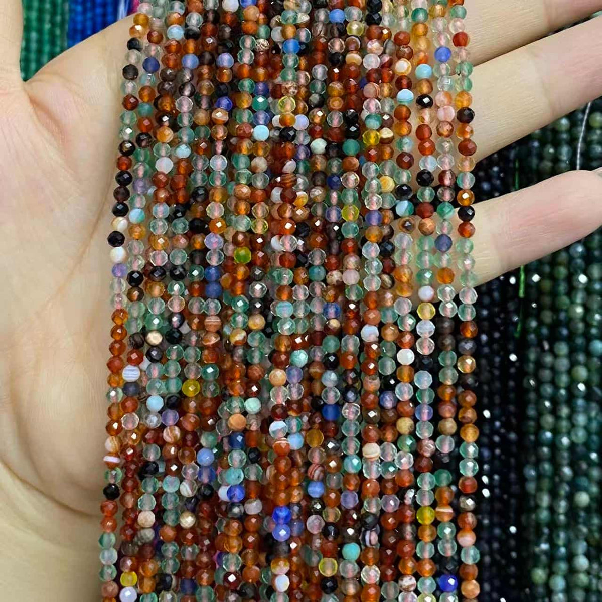 Tiny Round Faceted Agate Beads 2mm 3mm 4mm