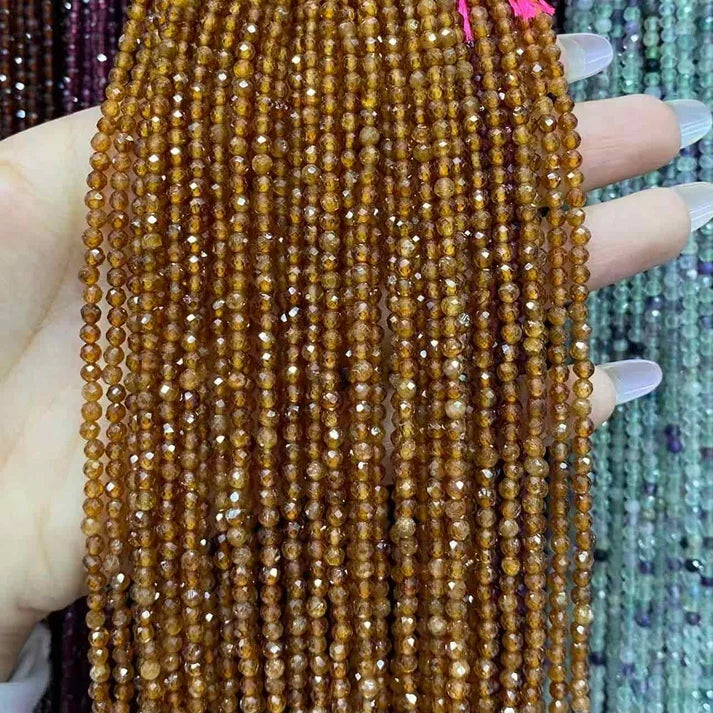 Orange Garnet Tiny Faceted Round Beads 2mm 3mm 4mm