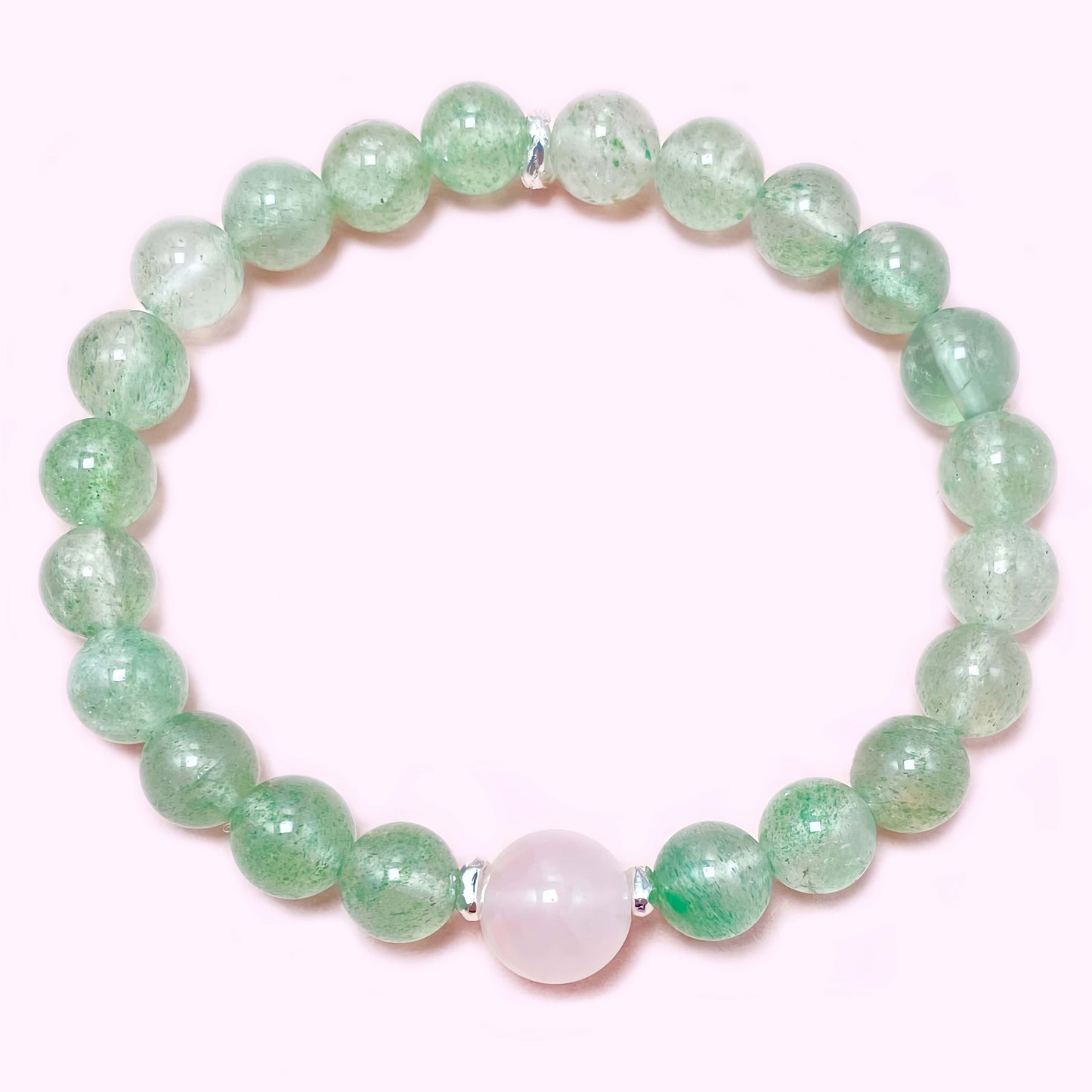Green Strawberry Quartz Crystal Bracelet for Love and Relationship