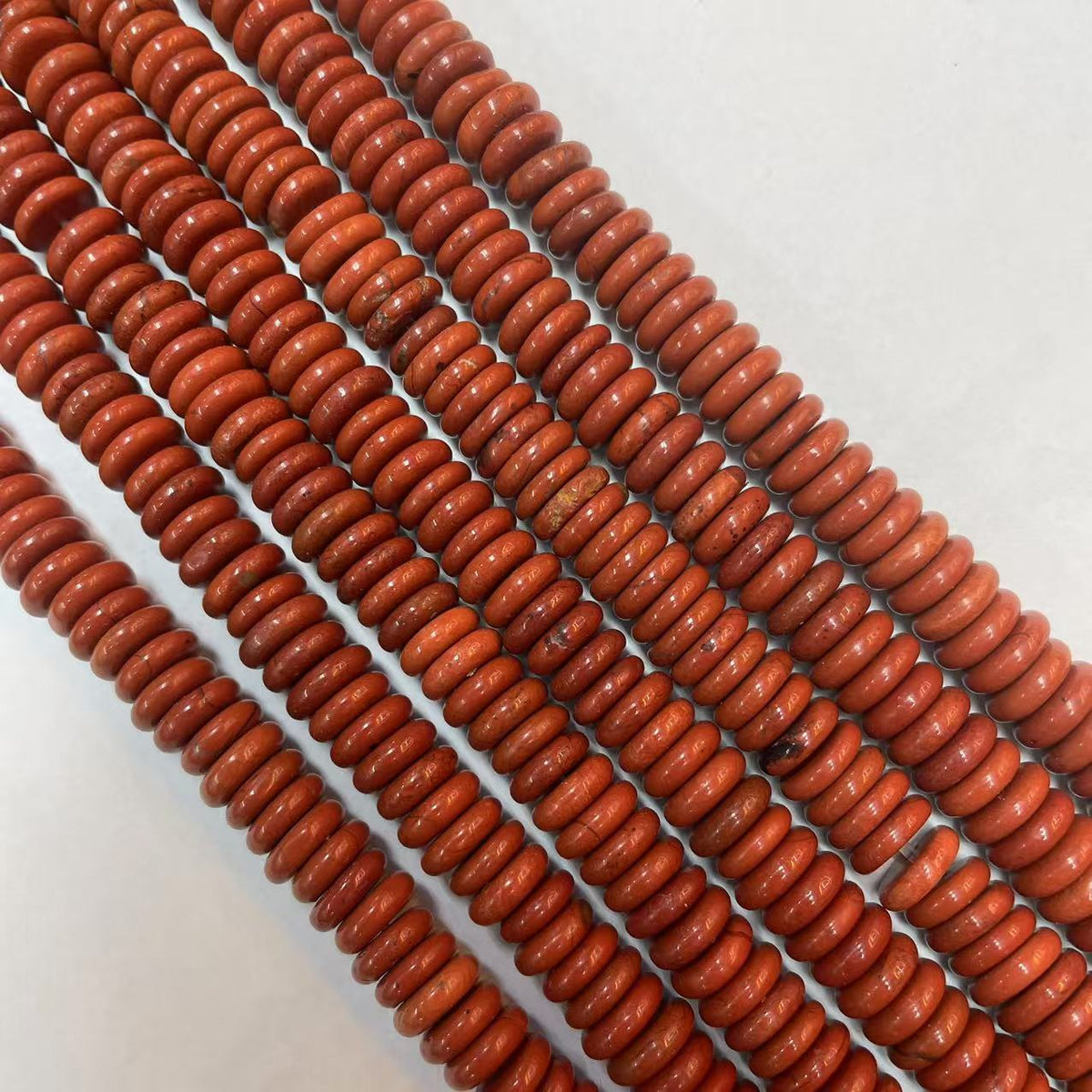 Rondelle Shape Red Creek Jasper Beads