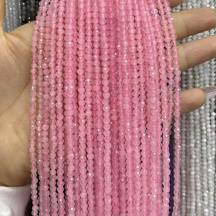 Rose Quartz Tiny Faceted Round Beads 2mm 3mm 4mm