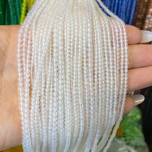 White Agate Tiny Smooth Round Beads 2mm 3mm 4mm