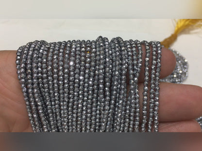Faceted Round Hematite Beads