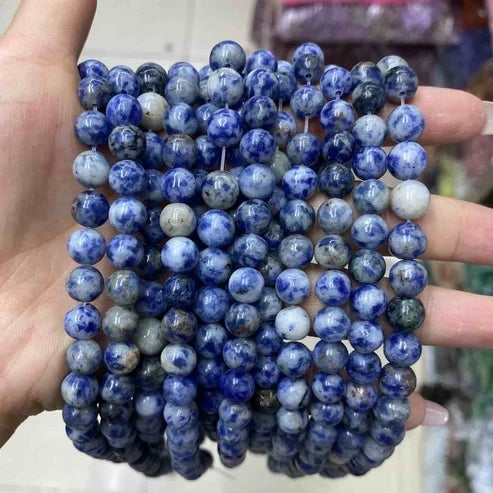 Blue Dalmatian Jasper Round Smooth Beads 4mm 6mm 8mm 10mm