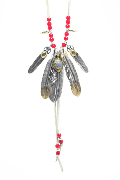 Necklace with Turquoise and Silver Feather Setup