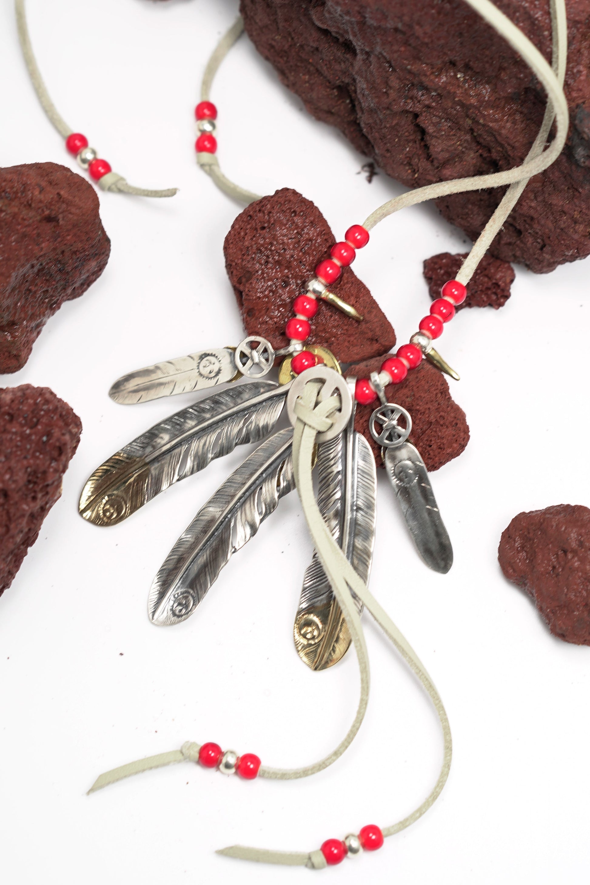 Necklace with Turquoise and Silver Feather Setup