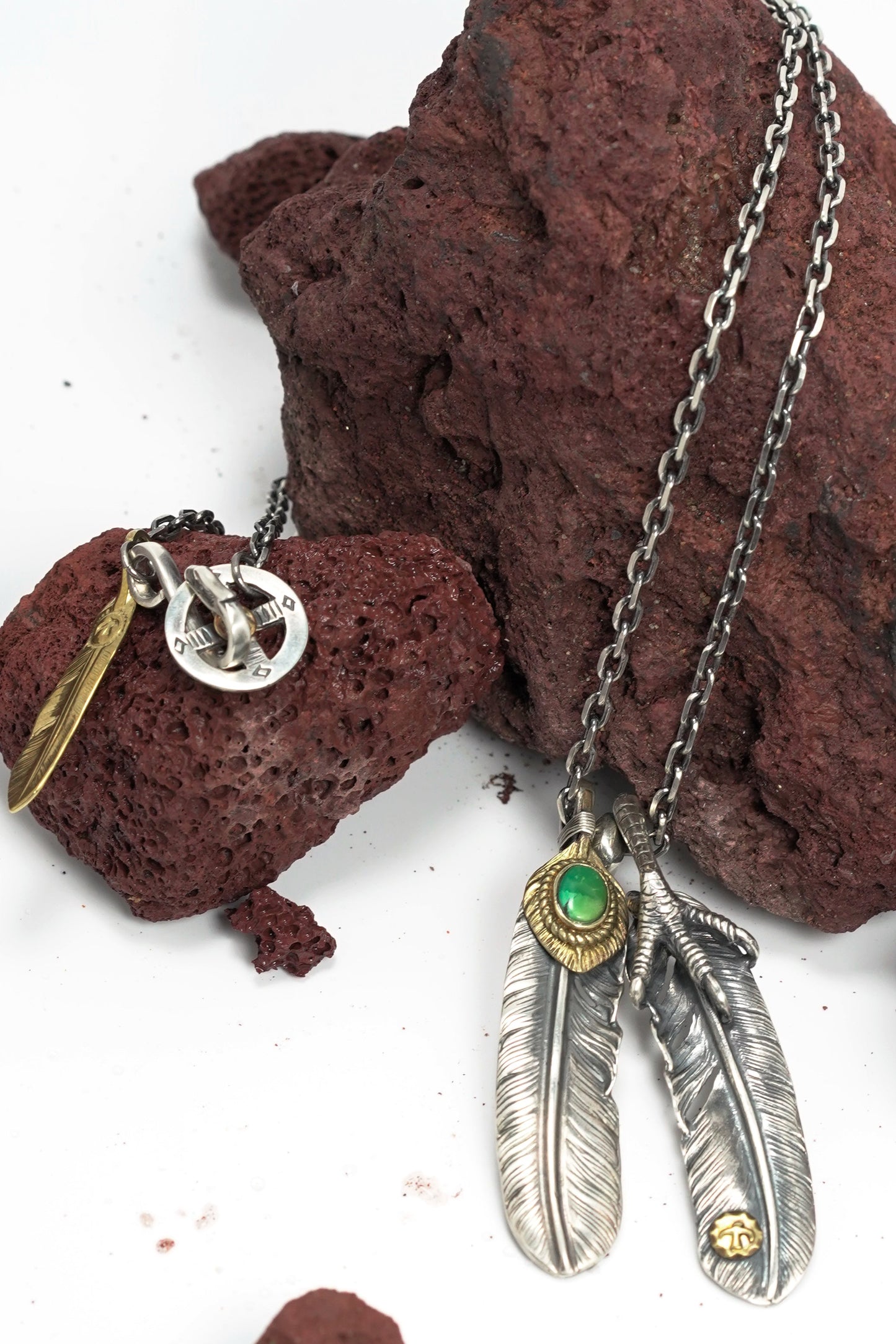 Retro Silver Eagle Claw Feather Necklace Set Takahashi Goro