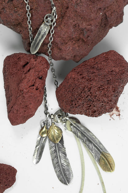 925 Sterling Silver Takahashi Goro Retro Feather Necklace Set