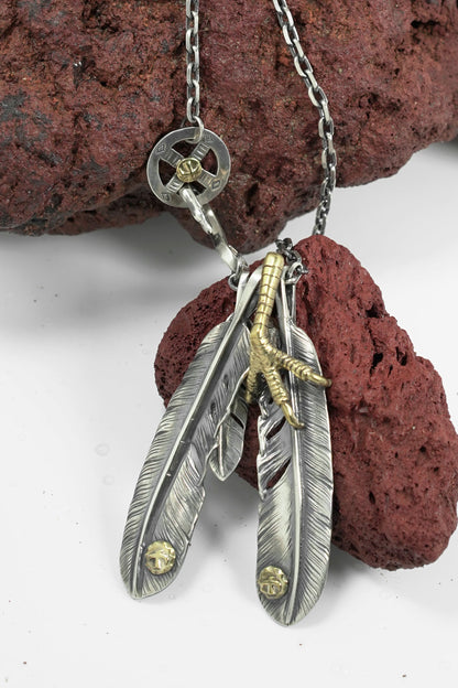 Eagle Claw Feather Necklace Set Retro Takahashi Goro 925 Sterling Silver