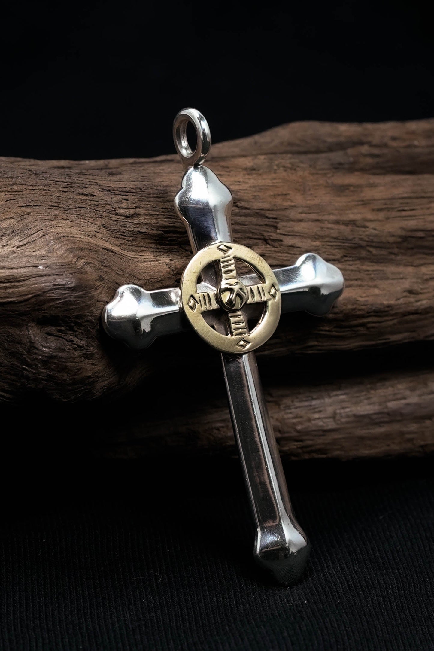 Cross Brass Small Eagle Wheel Goro 925 Silver Pendant