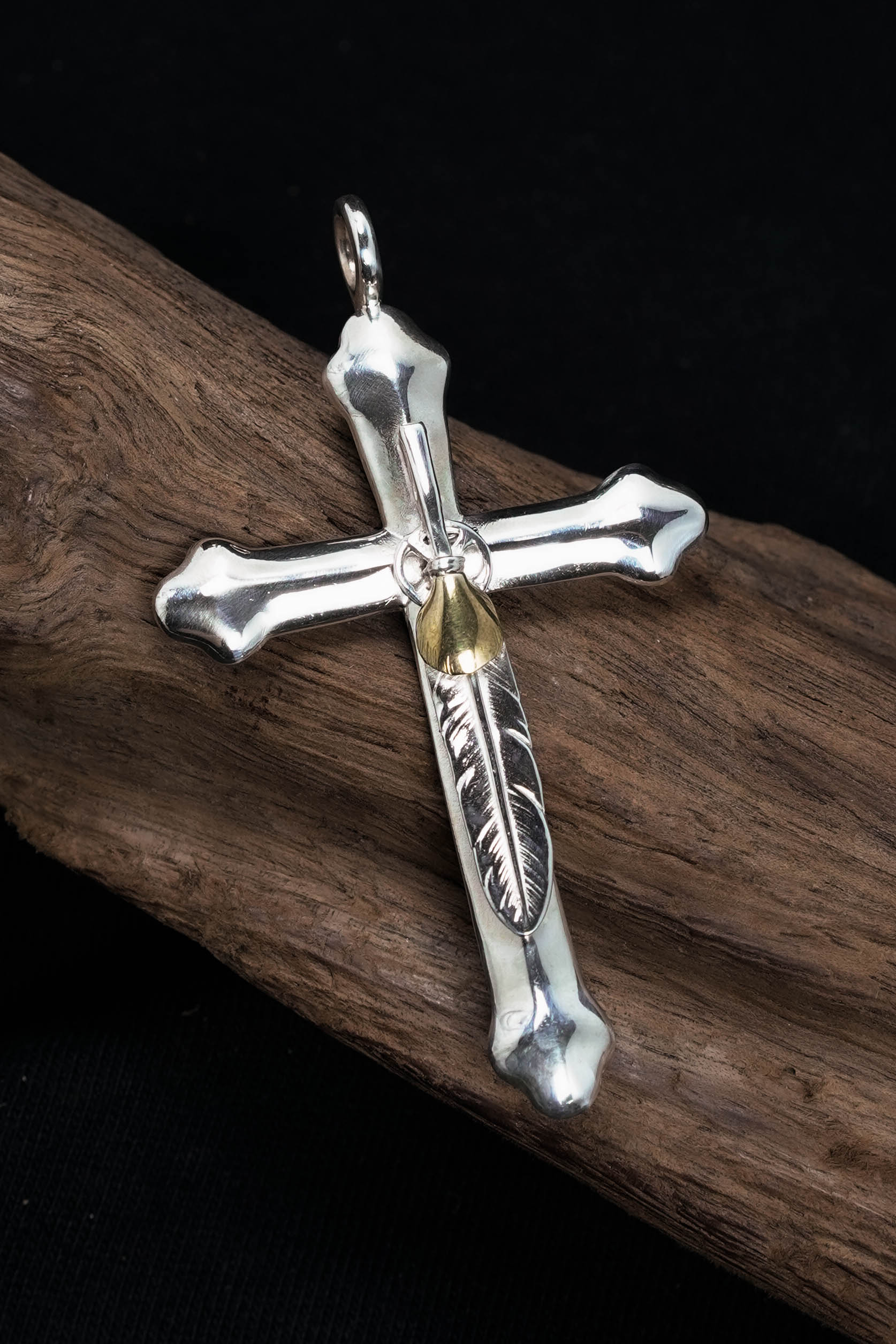 Japan Takahashi Goro Feather Cross 925 Silver Pendant