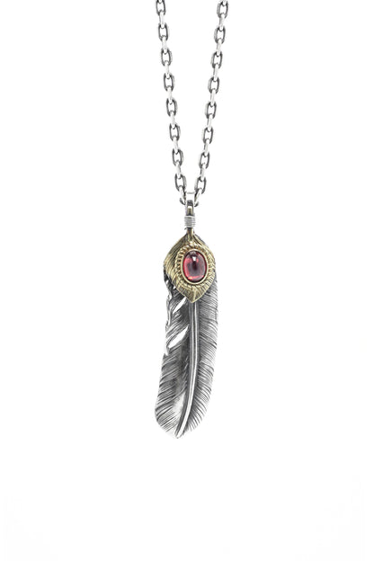 Right Brass Leaf Feather Retro 925 Silver Pendant Japan Takahashi Goro