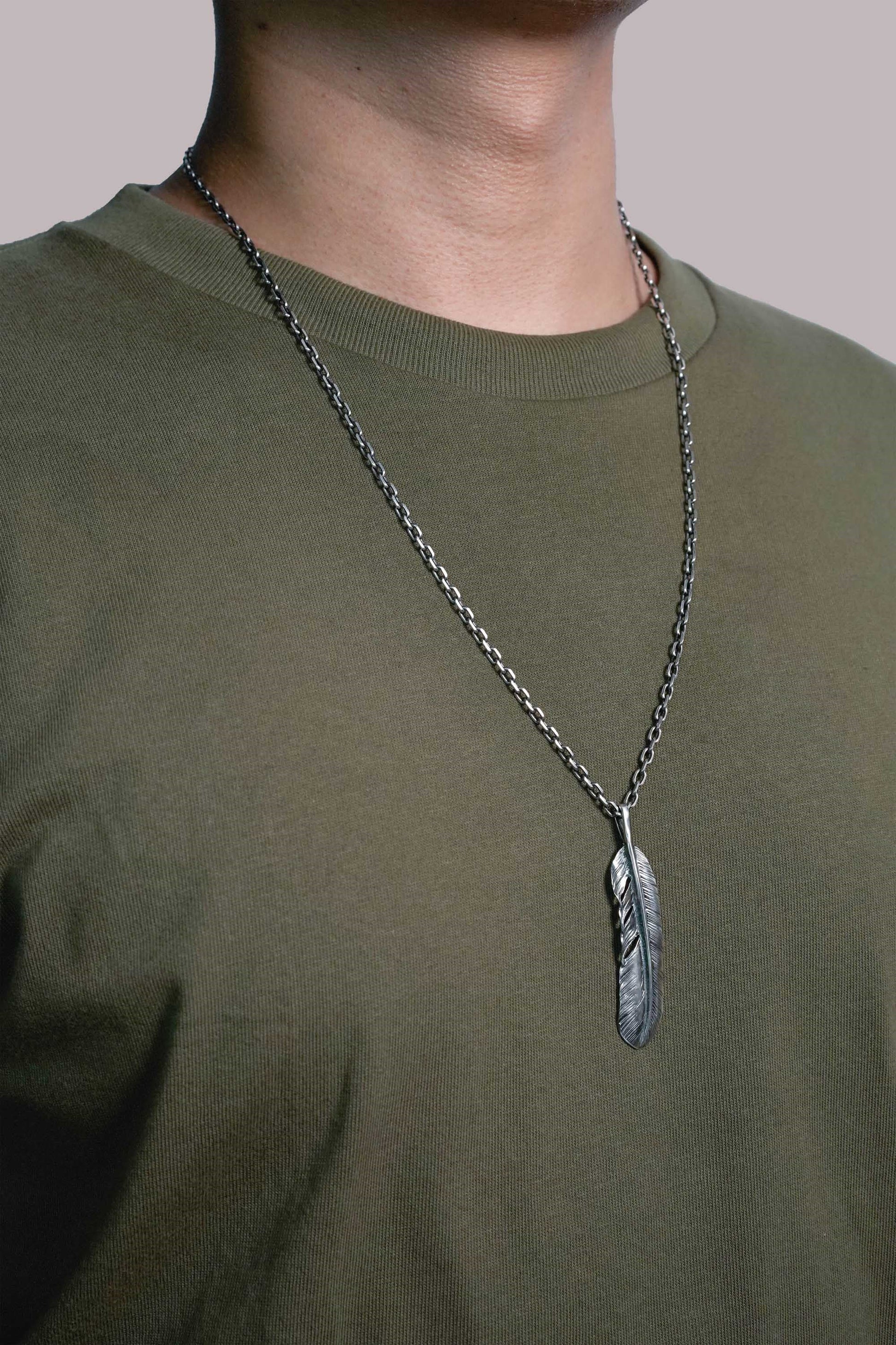 Right Feather Leaf Retro 925 Silver Goro Takahashi Pendant