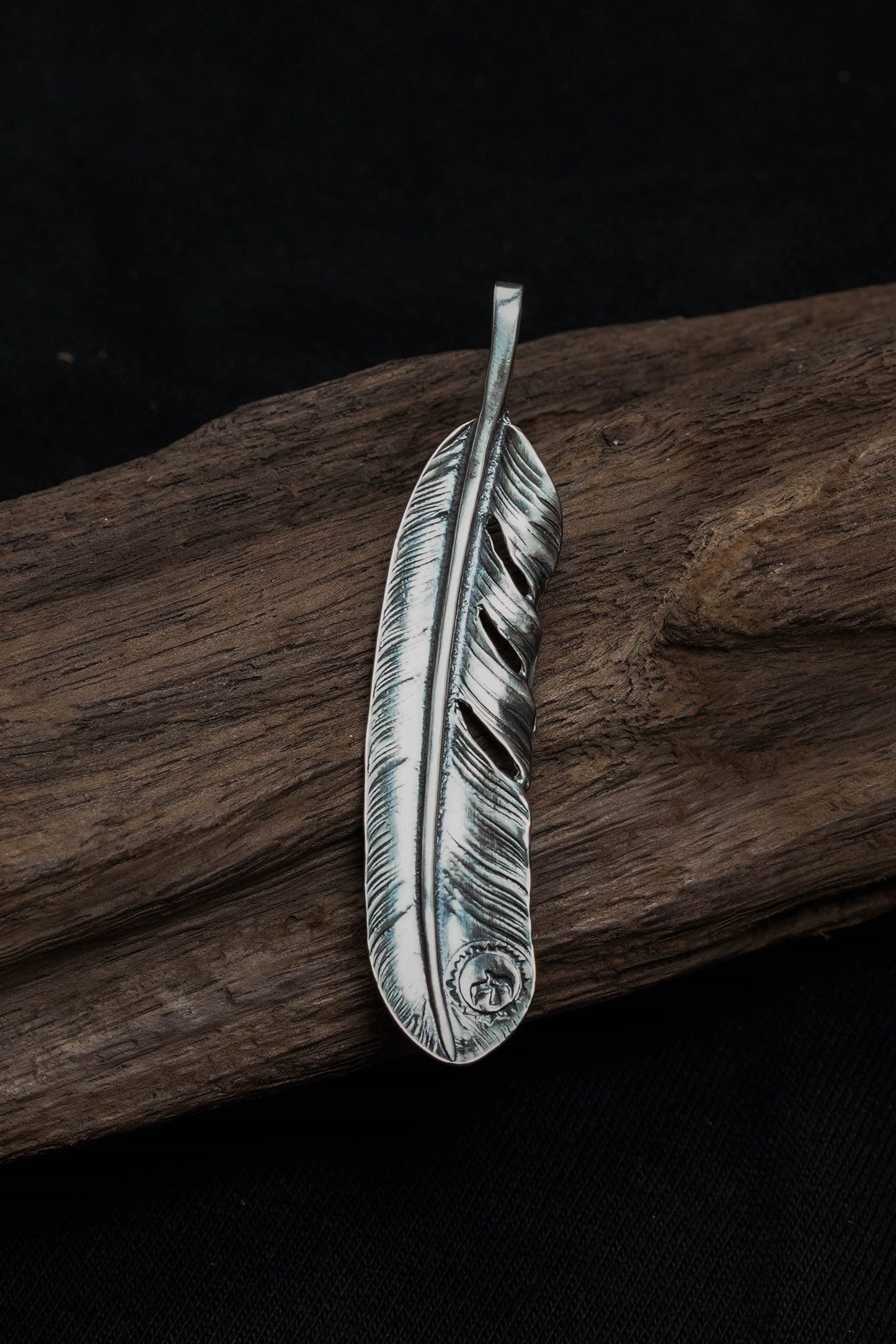 Right Feather Simple Leaf Retro 925 Silver Goro Takahashi Pendant