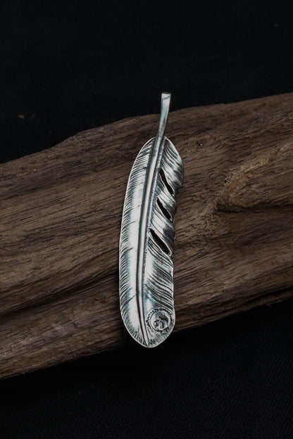 Right Feather Simple Leaf Retro 925 Silver Goro Takahashi Pendant