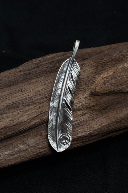 Right Feather Simple Leaf Retro 925 Silver Goro Takahashi Pendant