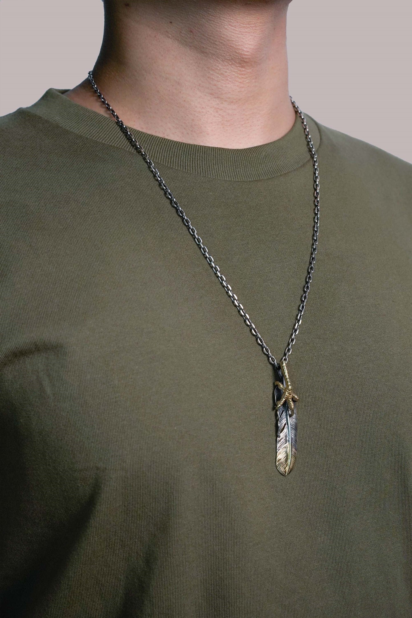 Right Eagle Claw Feather Retro 925 Silver Pendant Japan Takahashi Goro with Brass