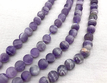 Matte Round Chevron Amethyst Beads